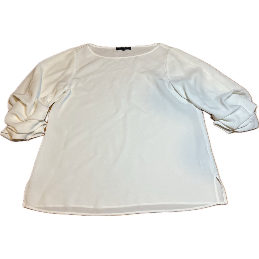 Lafayette 148 Puffy Layered 3/4 Sleeve Blouse White Women’s Small